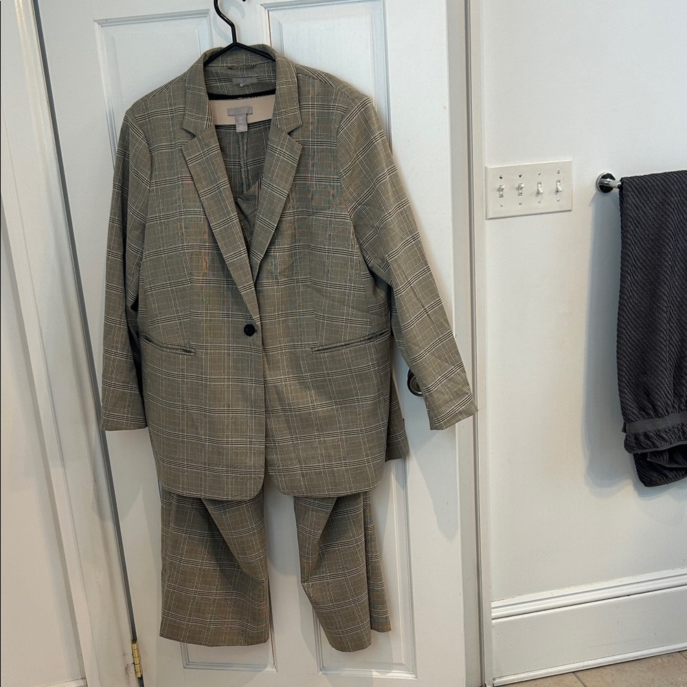 H&M Plaid Blazer Suit Jacket - Brown
